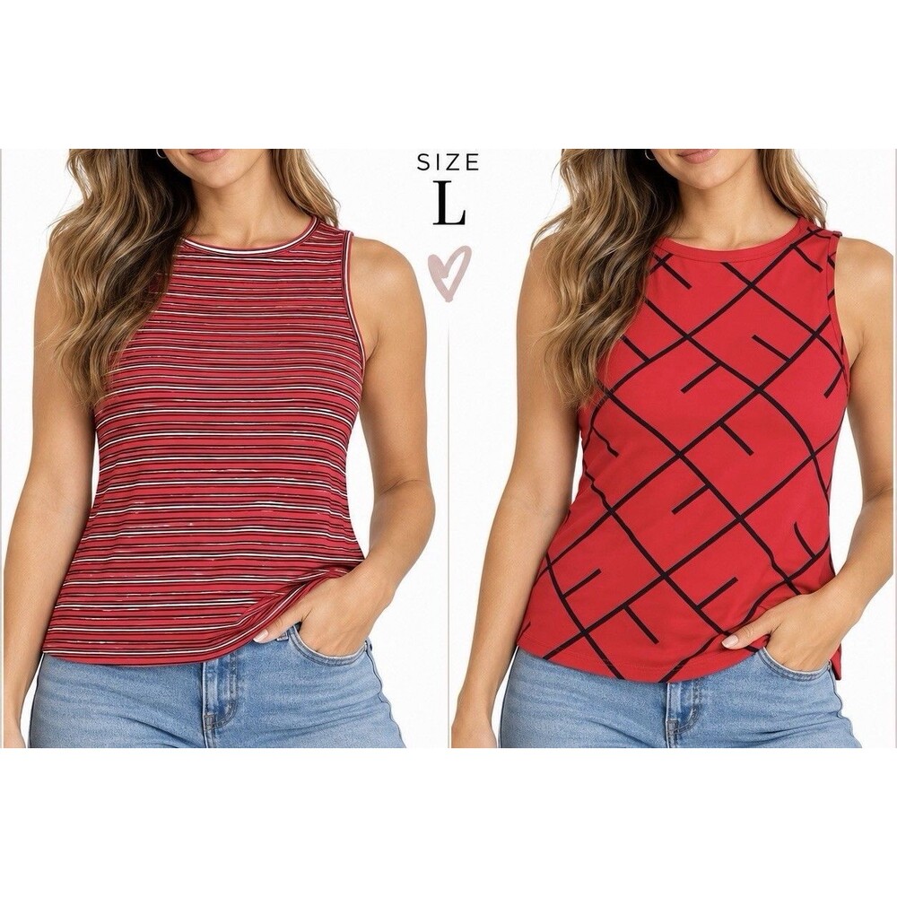 The Limited Women’s Large Sleeveless Tops Lot of 2 Red Striped Geometric L